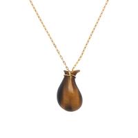 Tiffany & Co., Elsa Peretti, Tiger's Eye Bottle Jug Pendant and Yellow Gold Chain