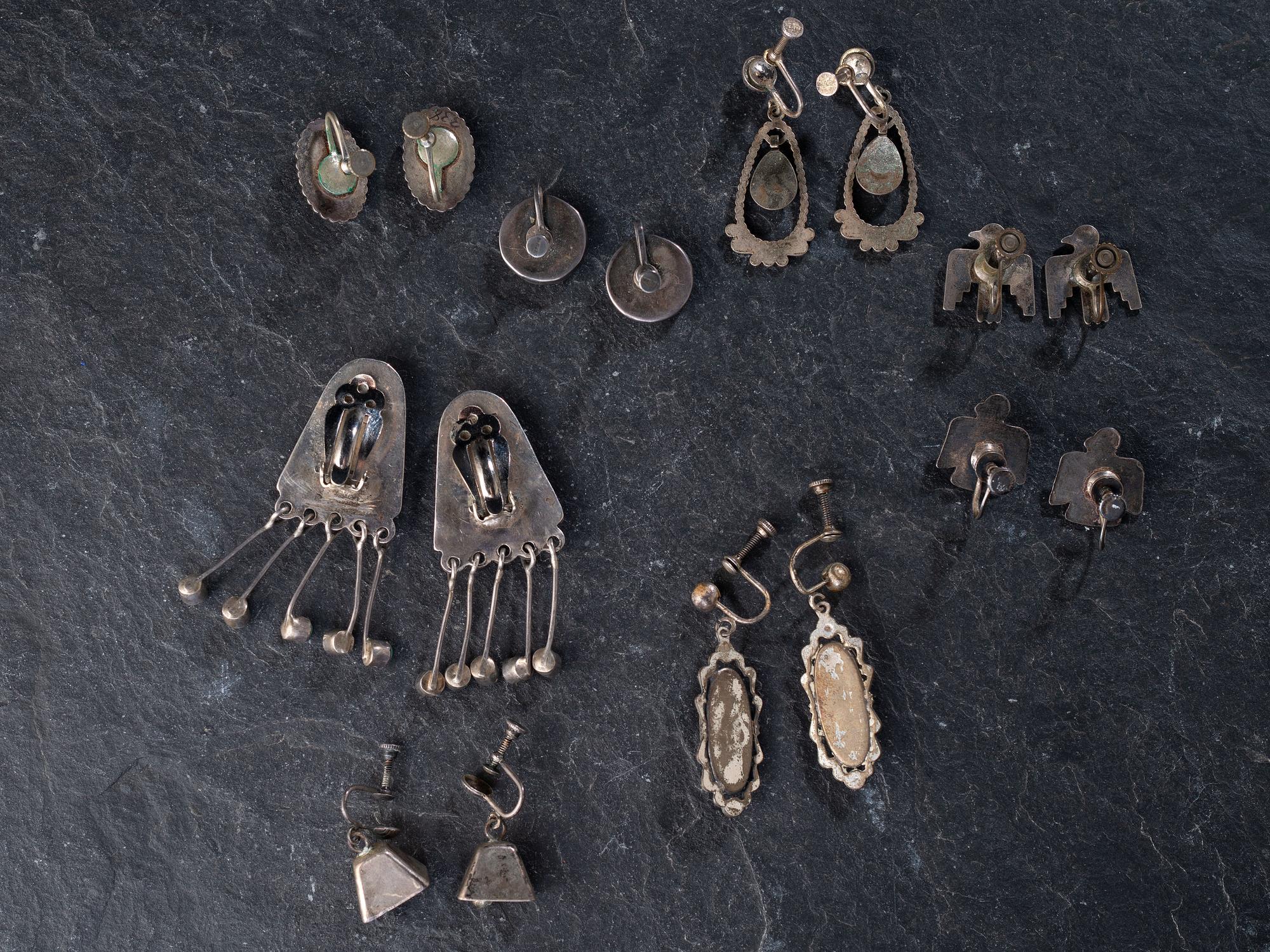 Navajo and Mixtec Clip and Screwback Earrings