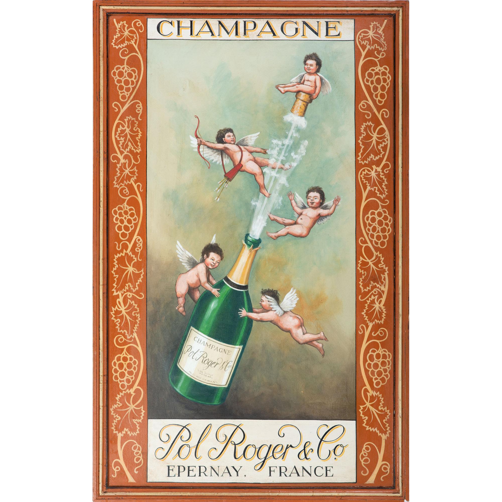 A Pol Roger & Co. Champagne Painted Advertising Sign