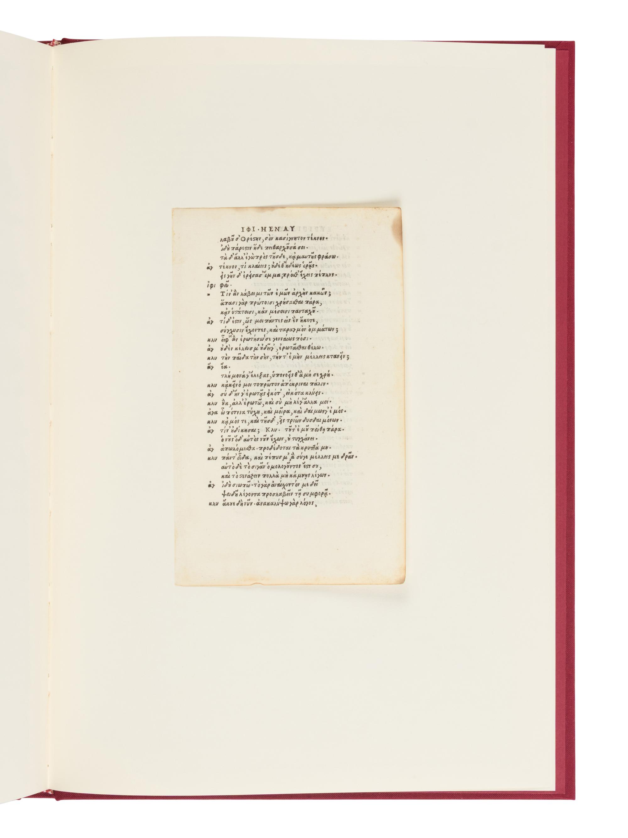 [LEAF BOOK - ALDINE PRESS]. BARKER, Nicolas. Aldus Manutius and the Development of Greek Script & Type in the Fifteenth Century ... with original leaves from the Aldine editions of Aristotle, 1797; Crastonus' Dictionarium Graecum, 1497; Euripides, 1503; and the Septuagint, 1518 . Sandy Hook, CT: Chiswick Book Shop, 1985.