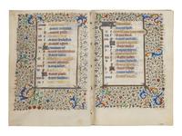 CIRCLE OF THE MASTER OF JEAN ROLIN II (active Paris, c. 1445–1465) A single quire of twelve leaves from a Book of Hours, calendar, in French, illuminated manuscript on parchment [France, Paris, c. 1450]