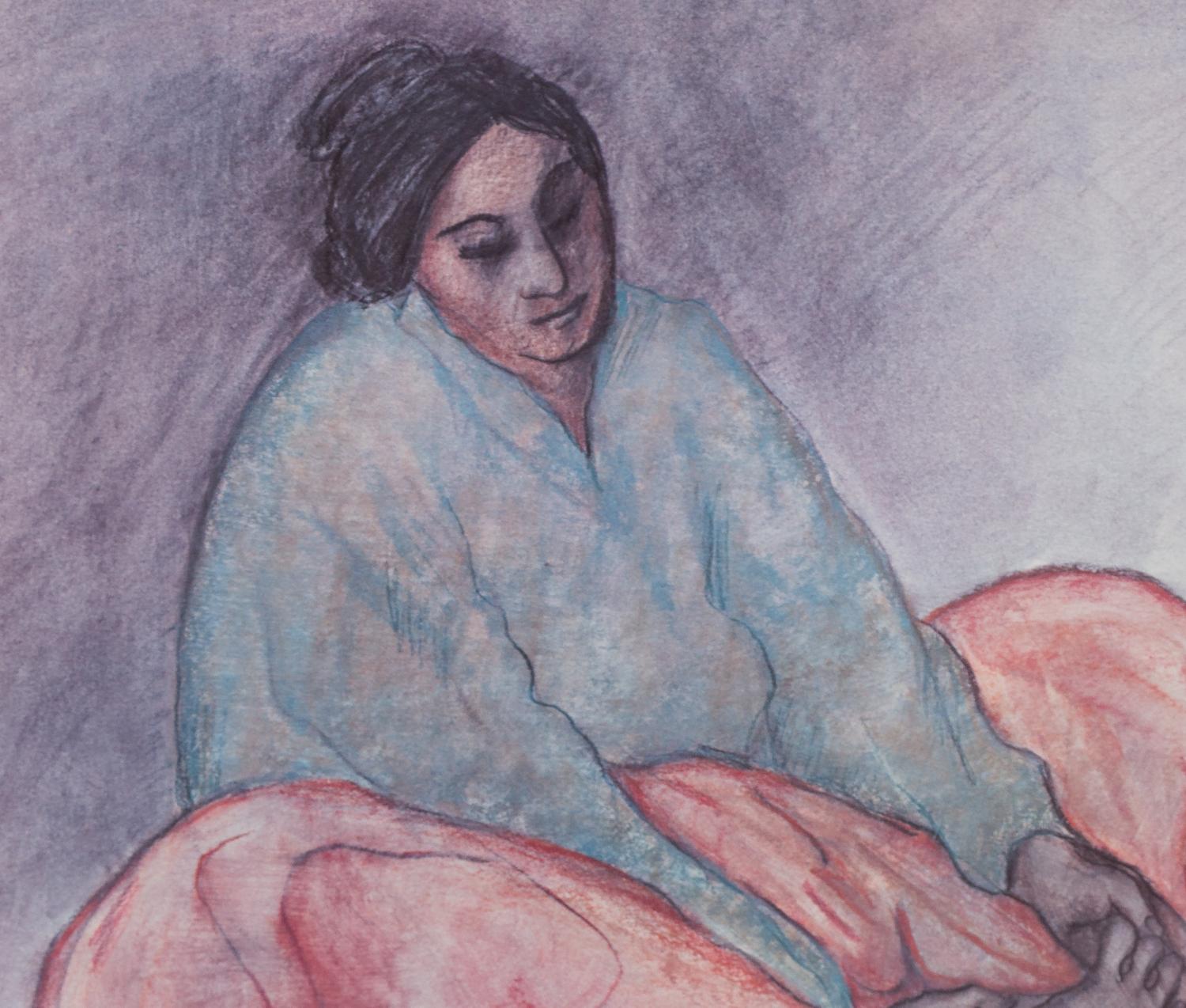 Seated Indian Woman Holding Foot