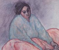 Seated Indian Woman Holding Foot