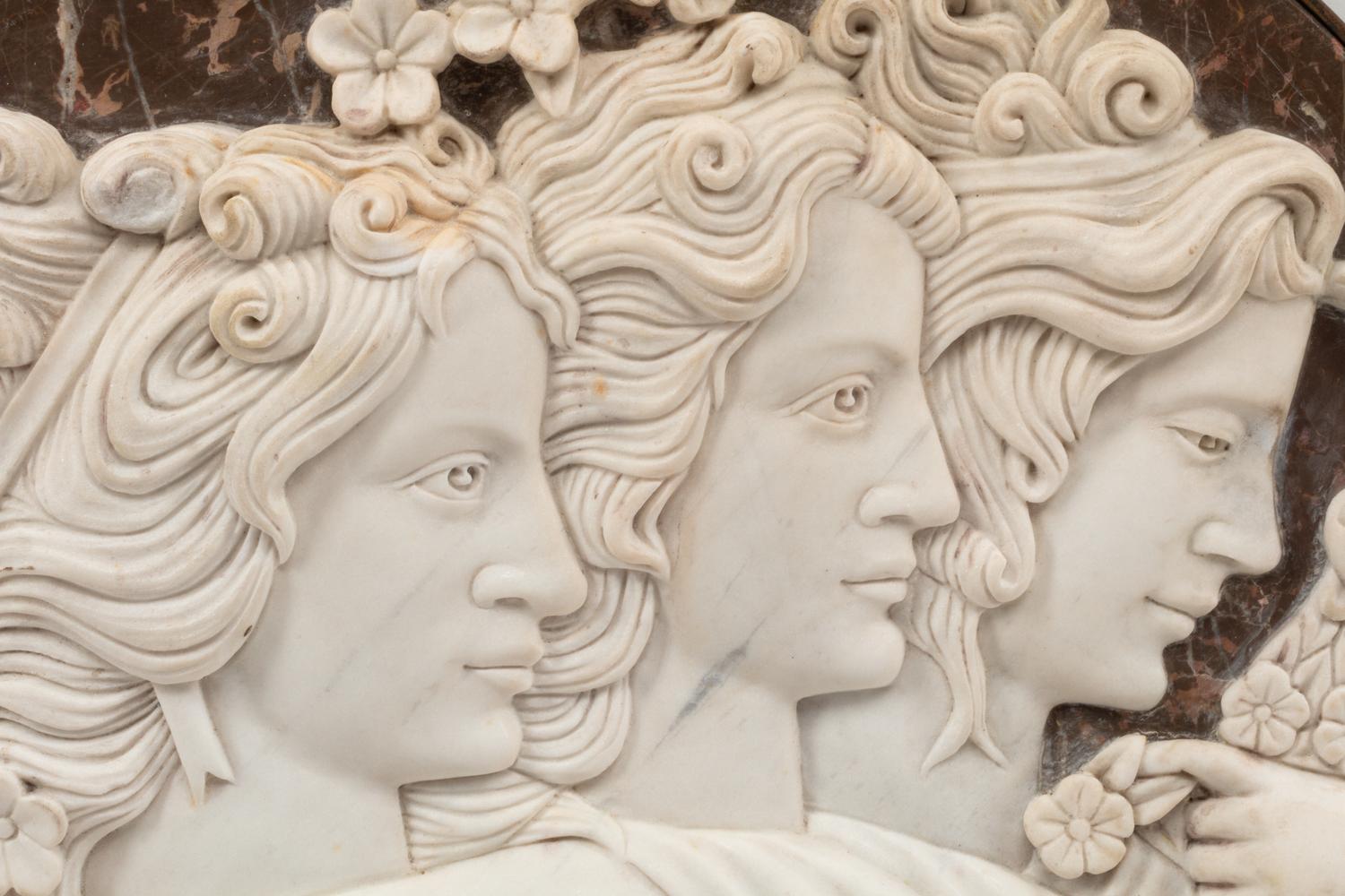 A Continental Carved Marble Plaque