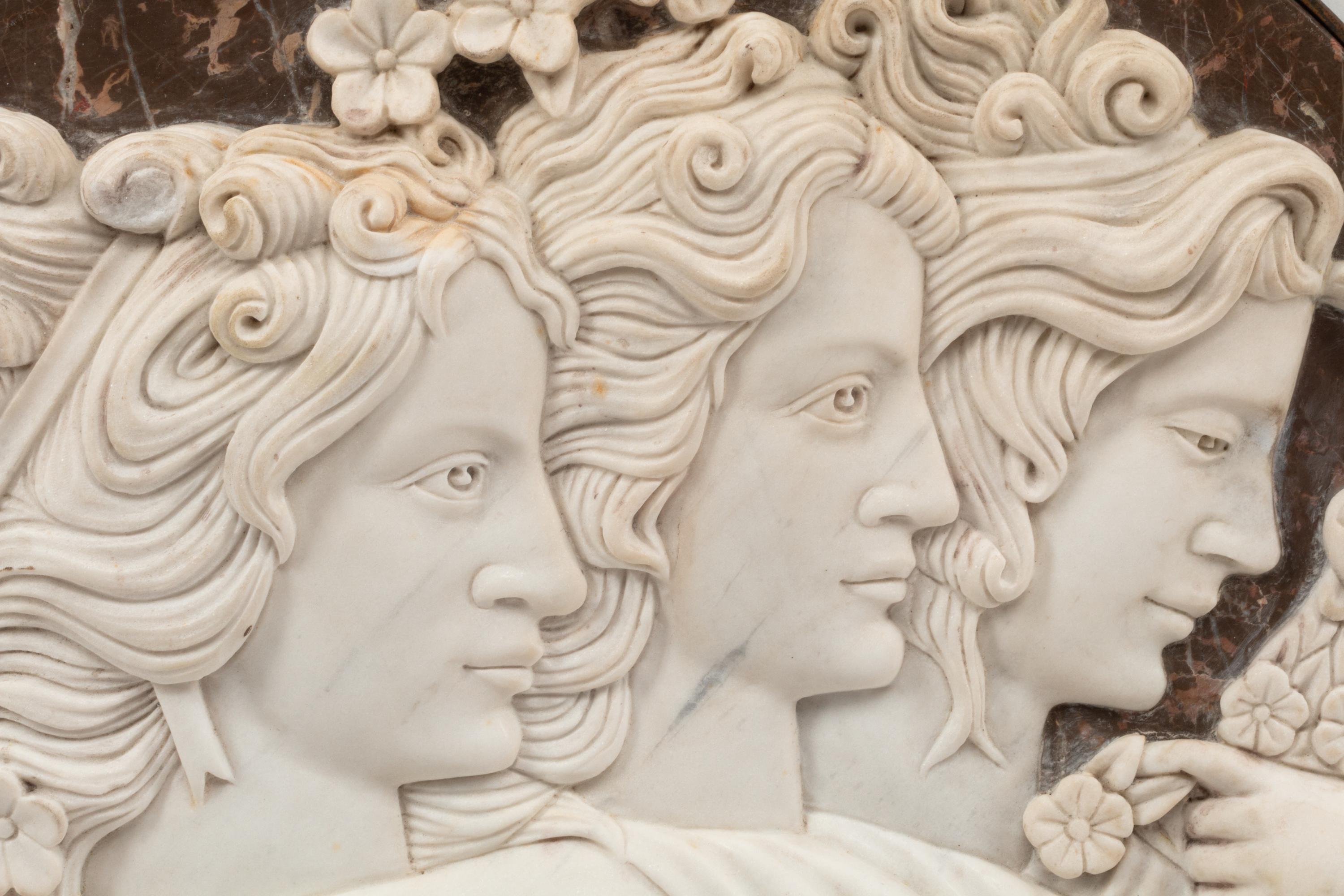 A Continental Carved Marble Plaque
