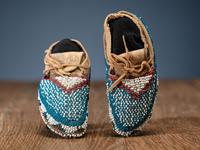 Sioux Toddler's Fully Beaded Hide Moccasins