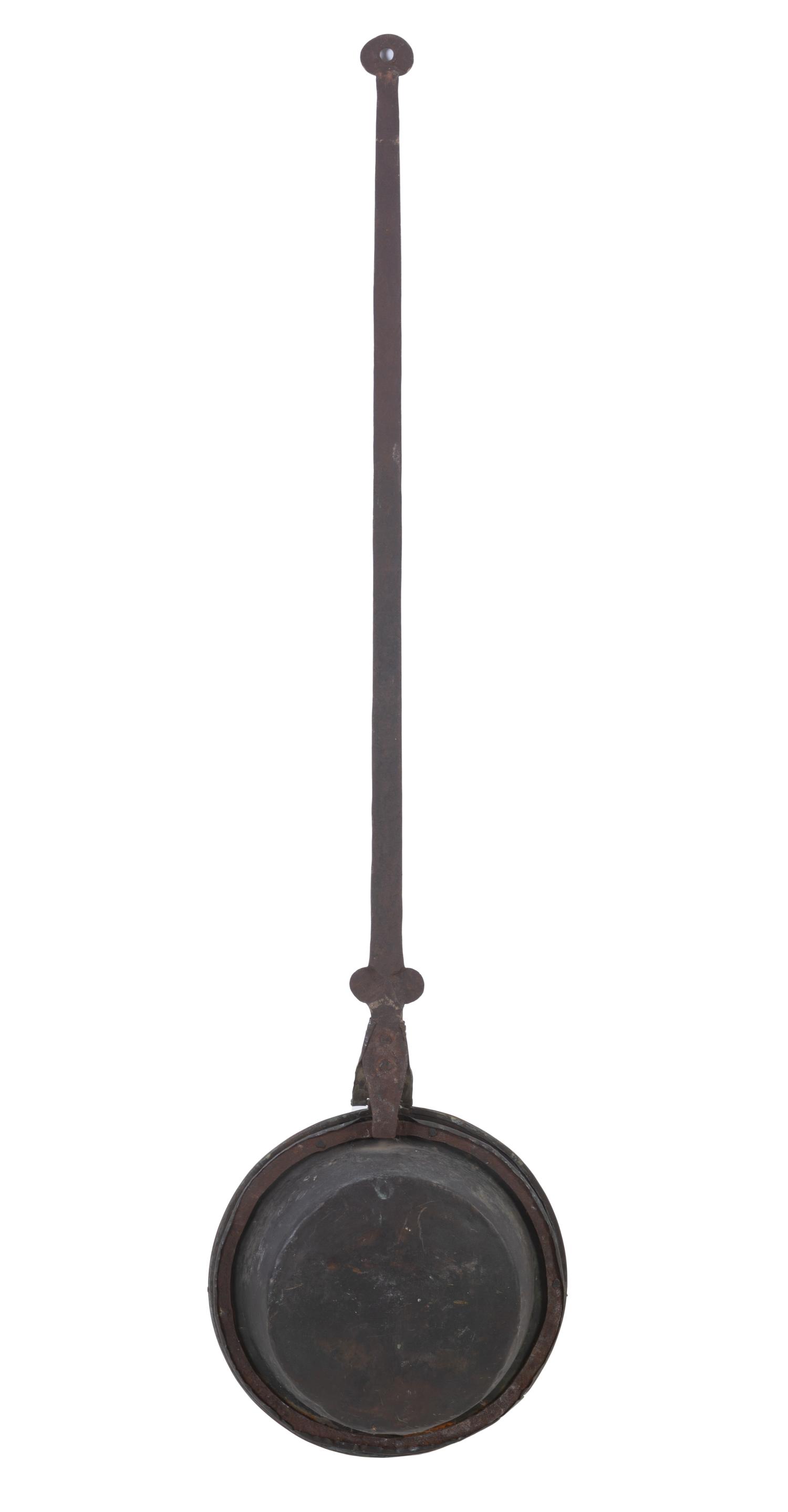An English Wrought-Iron and Pierced and Engraved Brass Warming Pan