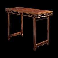 A Chinese Hardwood and Huamu Side Table, Bianzhuo , 20th Century 二十世紀 樺木及硬木拐子龍紋邊桌