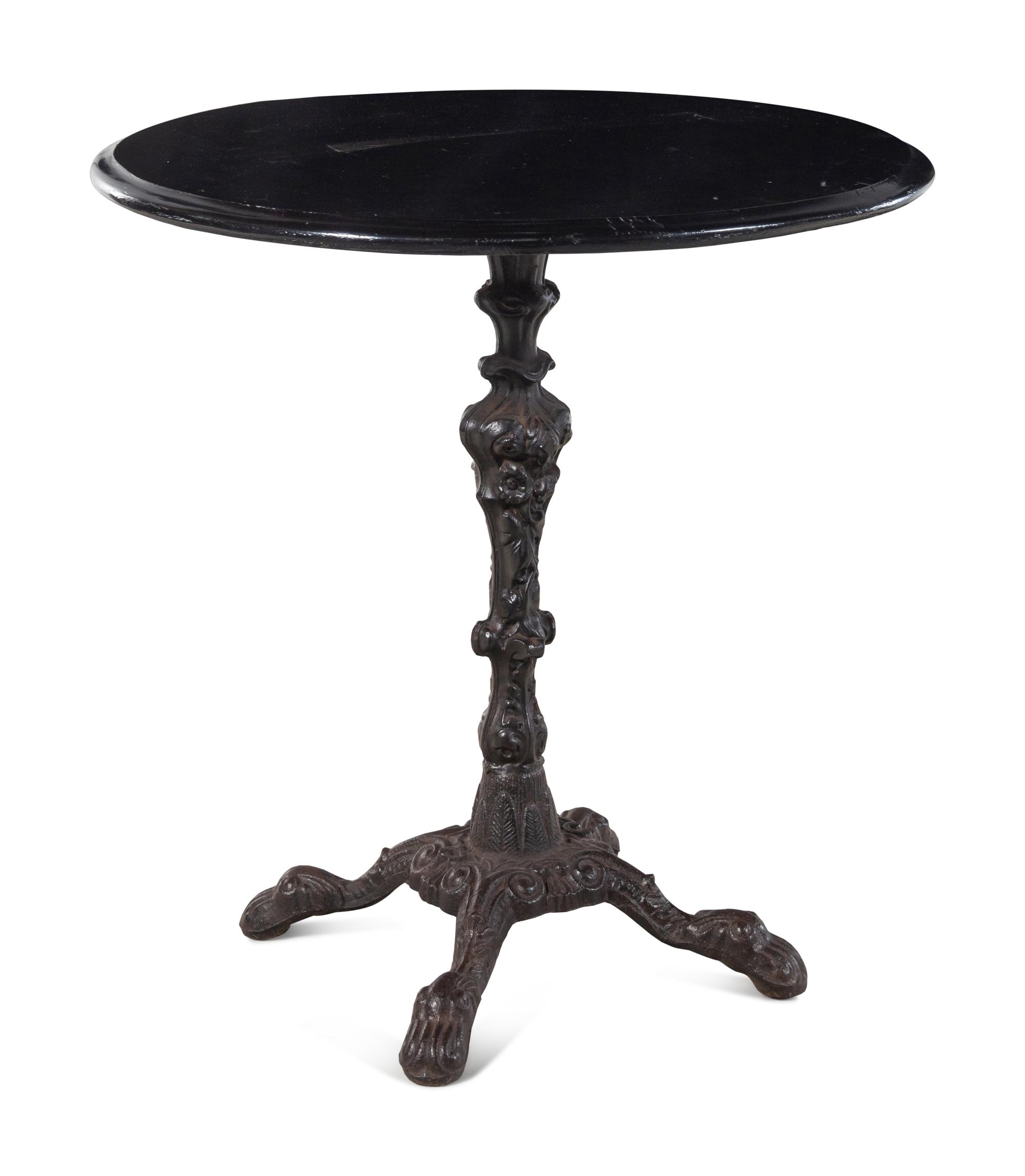 A Pair of French Cast Iron-Base Café Tables