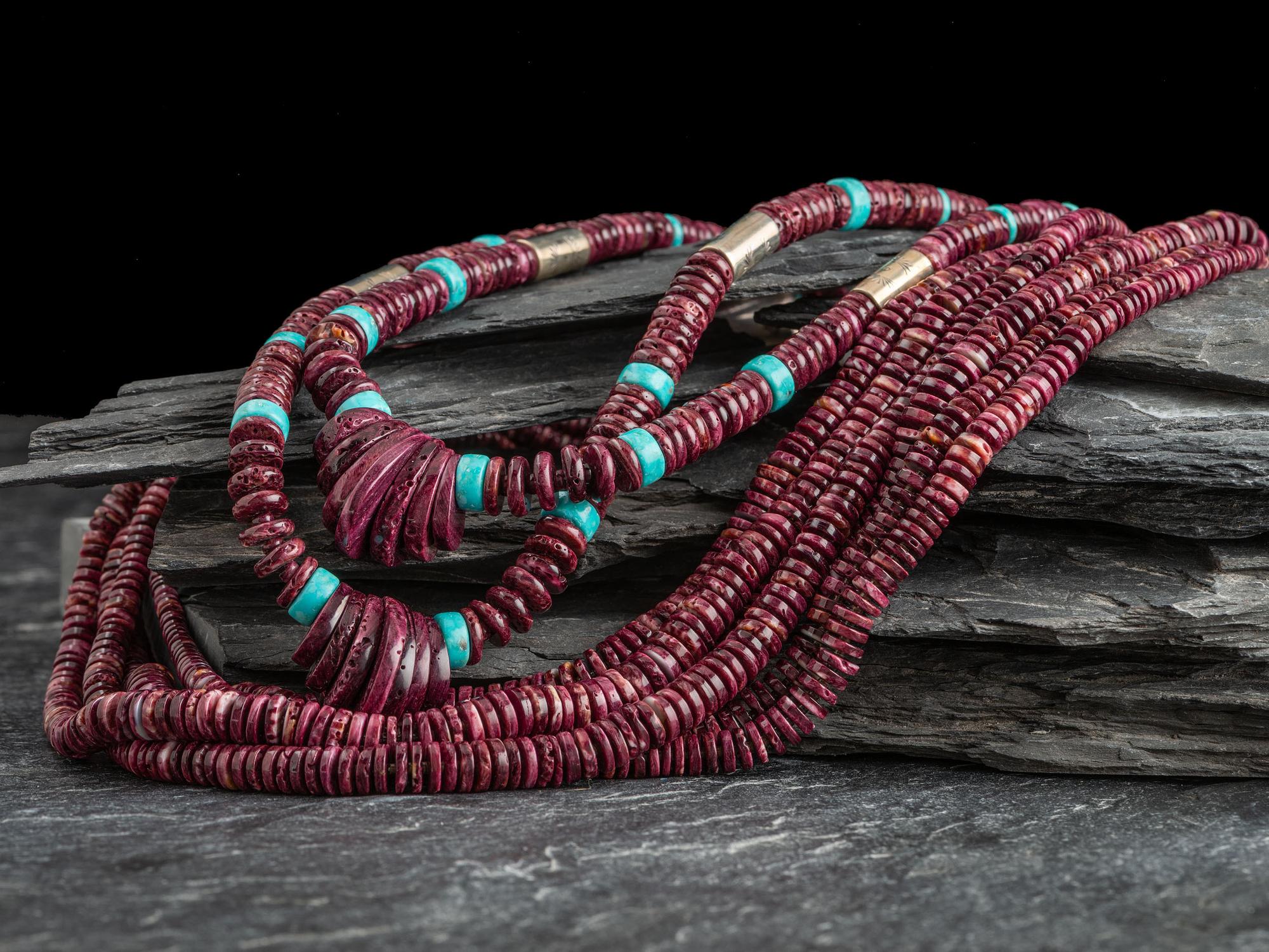 Southwestern-style Multi-strand Spiny Oyster Necklace