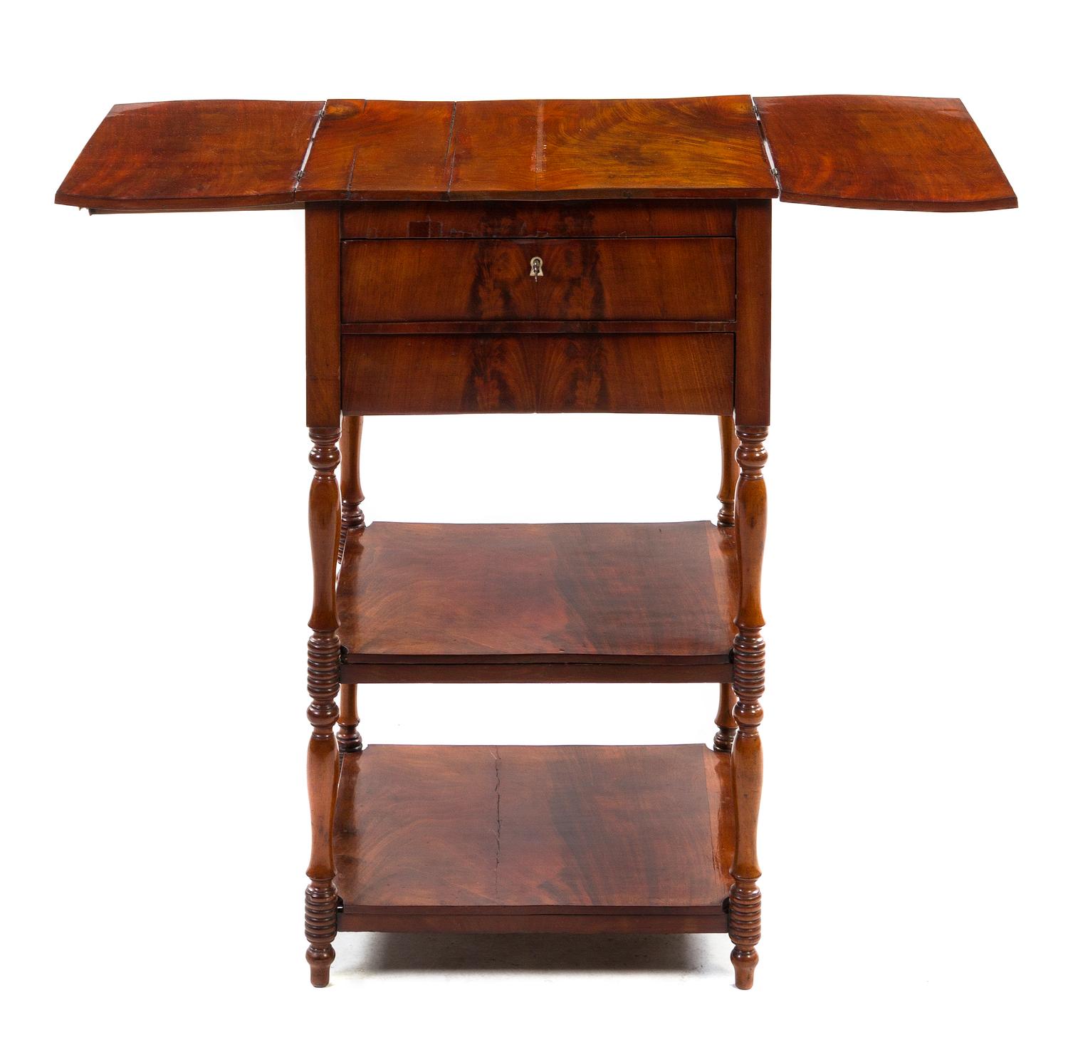 A Federal Style Mahogany Work Table, Height 33 1/2 x width 18 1/2 x depth 16 1/2 inches.