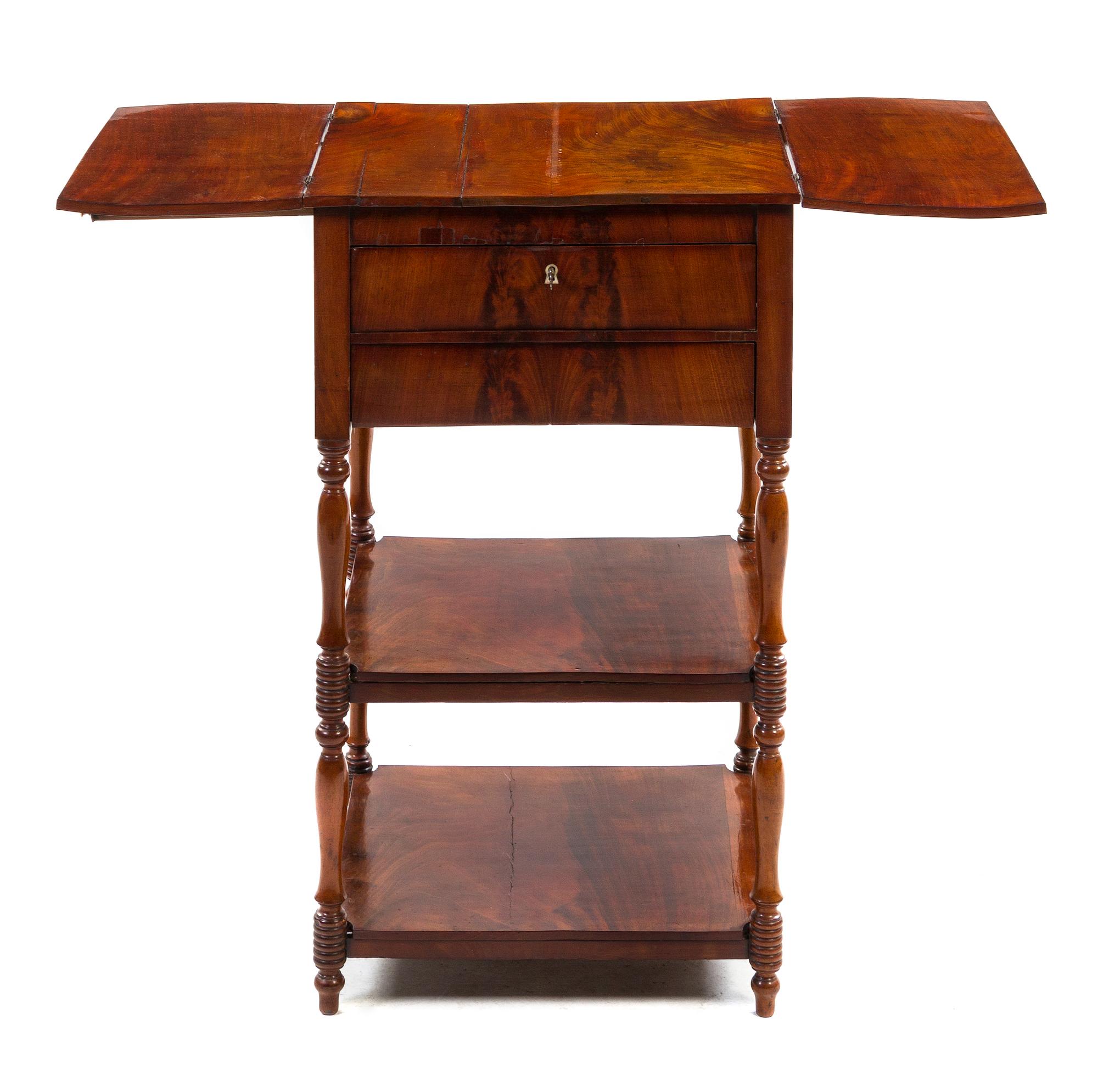 A Federal Style Mahogany Work Table, Height 33 1/2 x width 18 1/2 x depth 16 1/2 inches.
