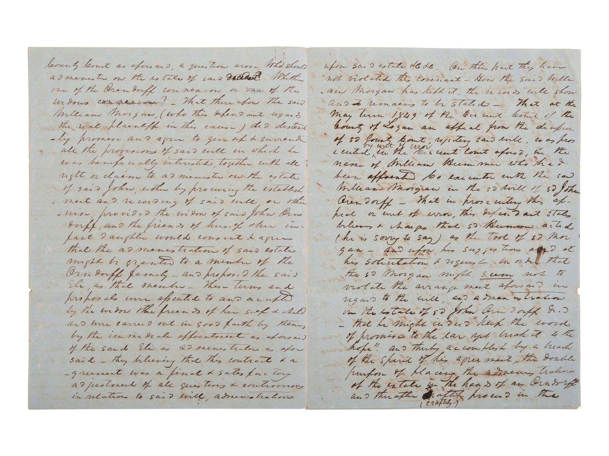 [ENSLAVEMENT & ABOLITION]. A group of 2 legal documents related to cases involving enslaved persons.