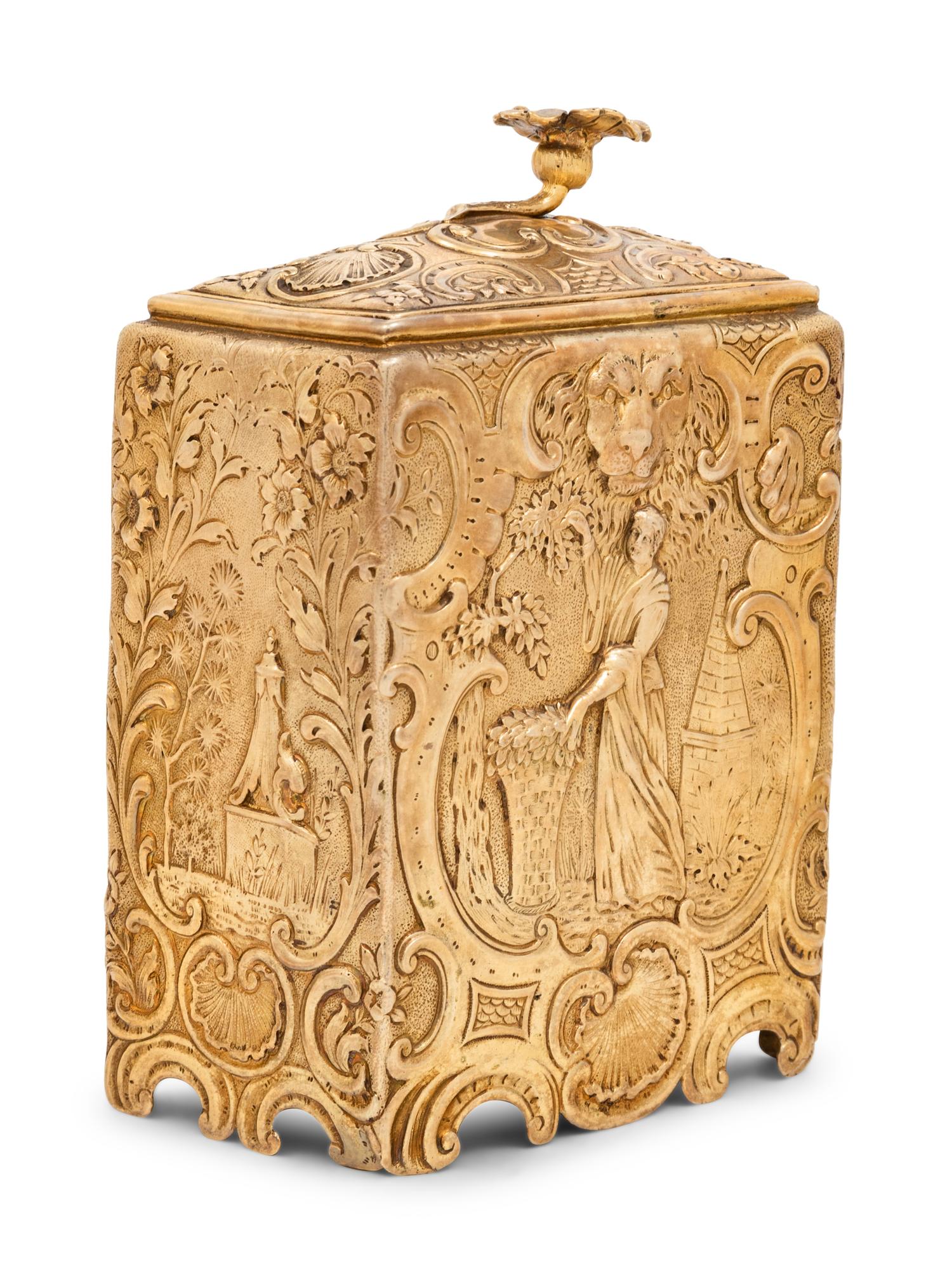 A Dutch Silver-Gilt Tea Caddy