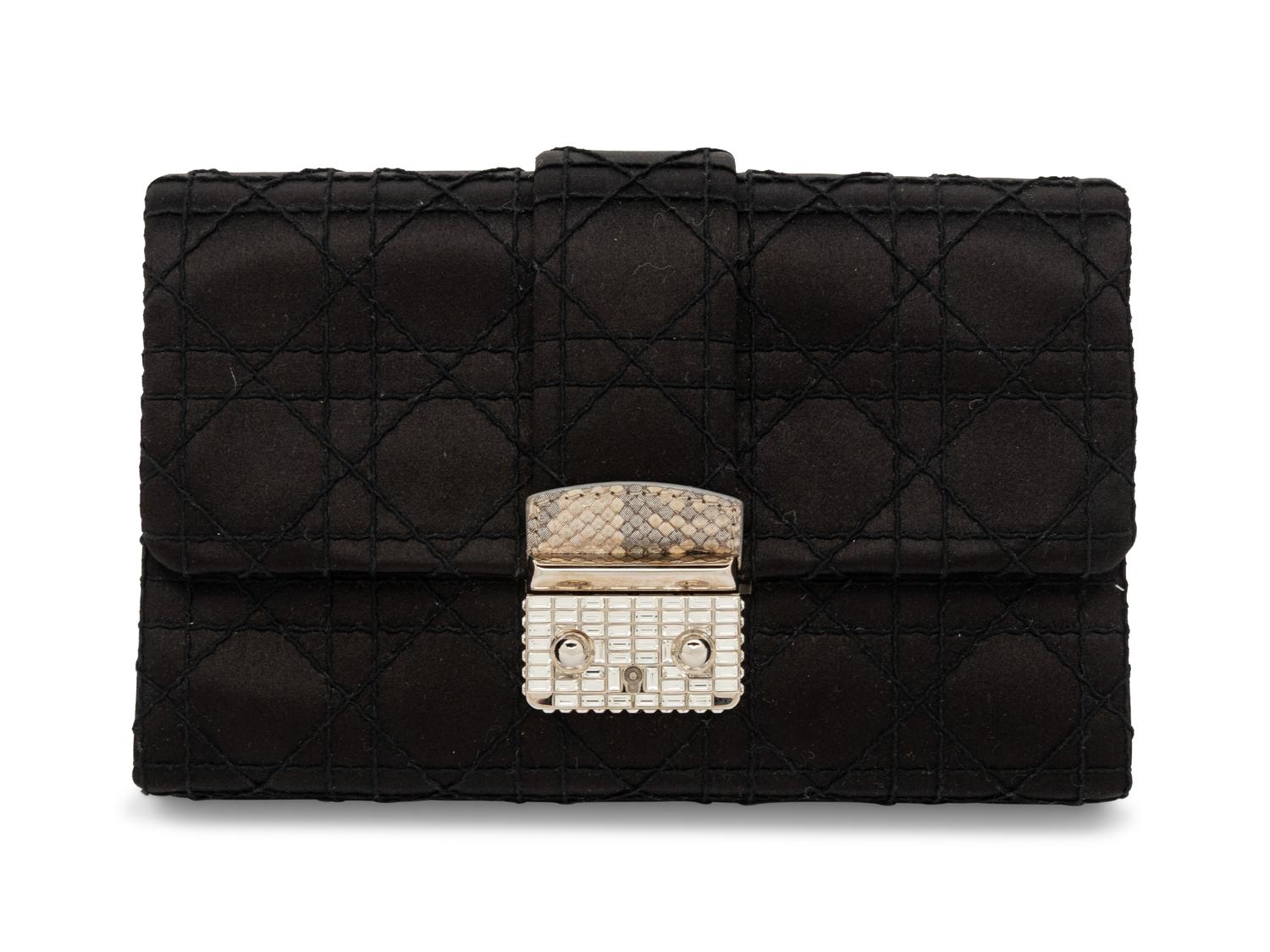 Christian Dior, Black Satin New Lock Clutch