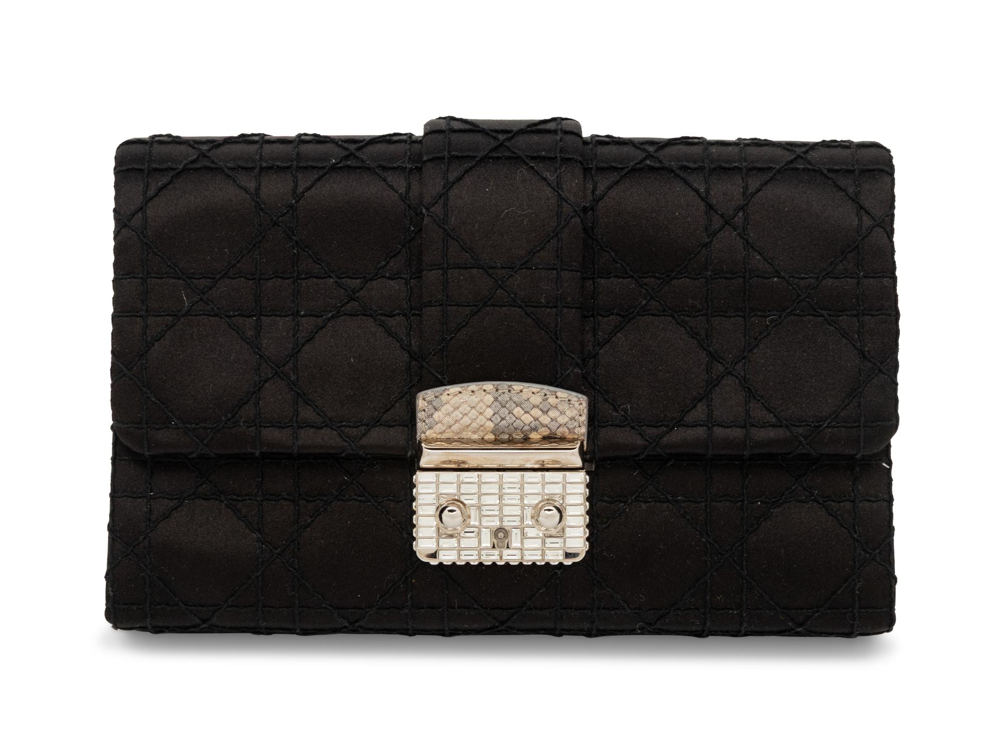 Christian Dior, Black Satin New Lock Clutch