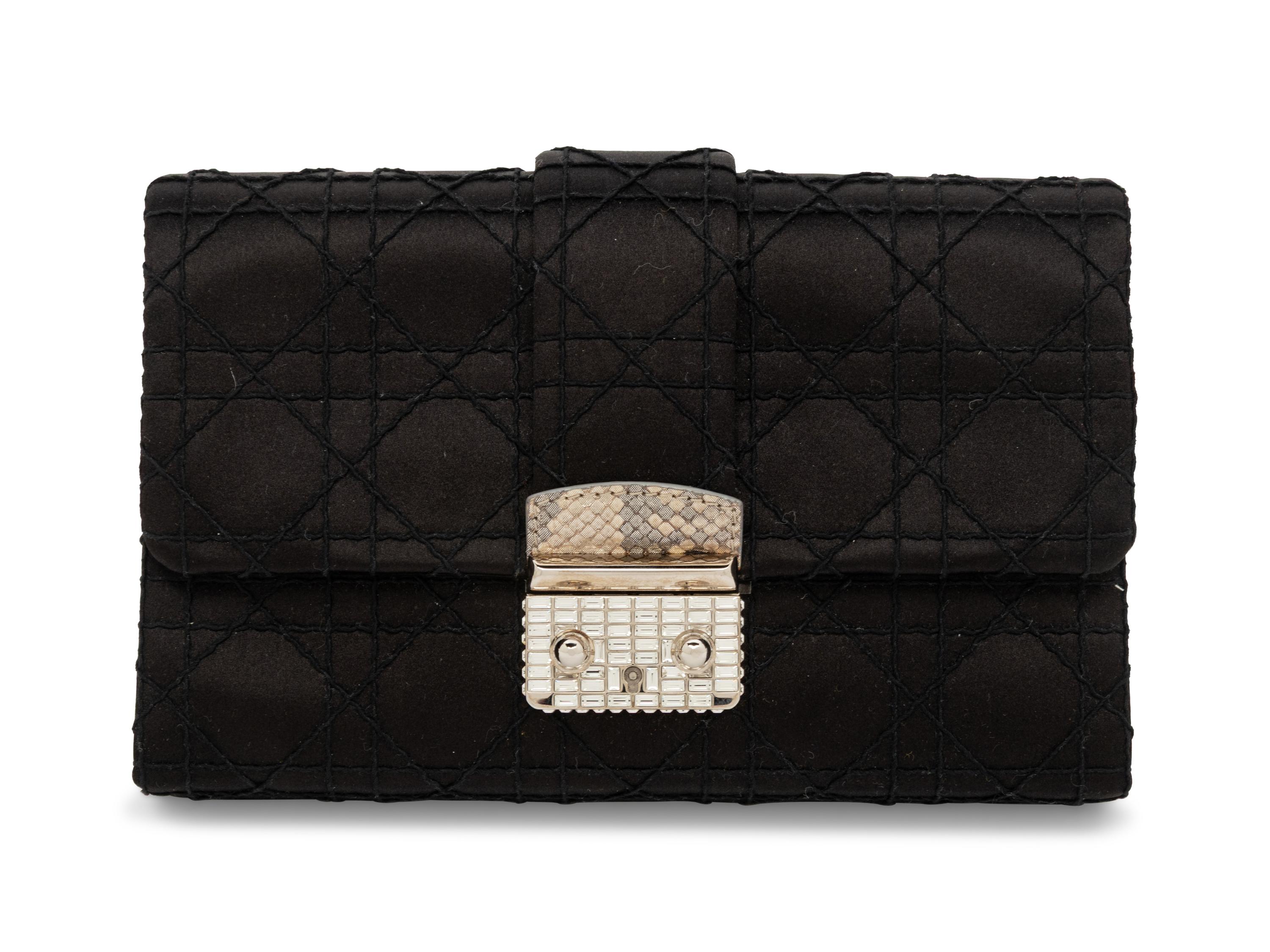 Christian Dior, Black Satin New Lock Clutch