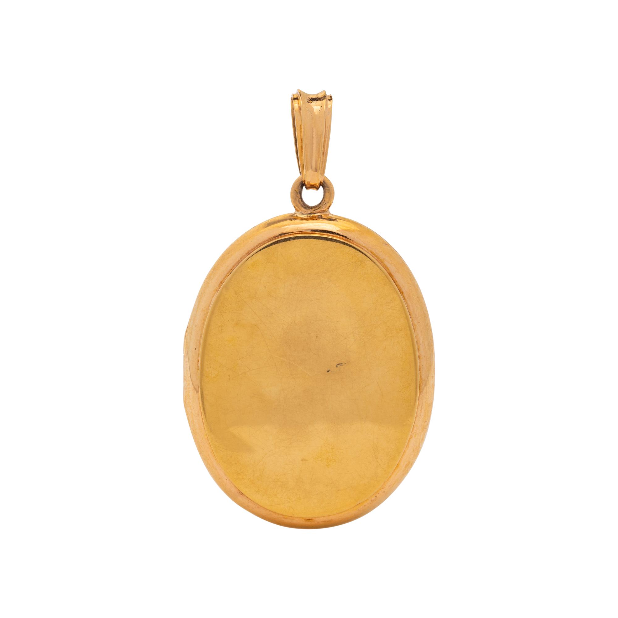 YELLOW GOLD, SILVER AND DIAMOND ANCHOR MOTIF LOCKET