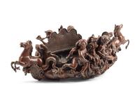 A Rococo Style Patinated Bronze Figural Jardinière