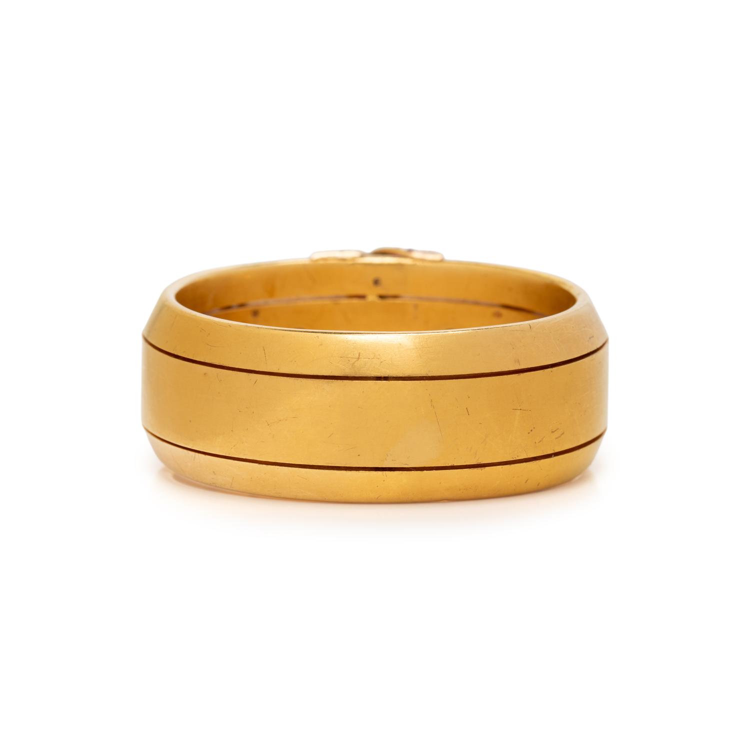 ANTIQUE, RUSSIAN, YELLOW GOLD, DIAMOND, AND RUBY BANGLE BRACELET