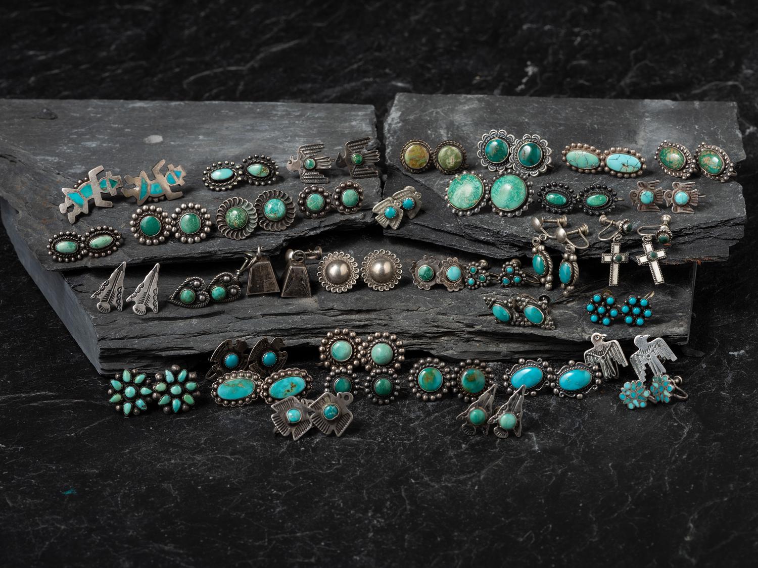 Navajo Silver and Turquoise Screwback Earrings