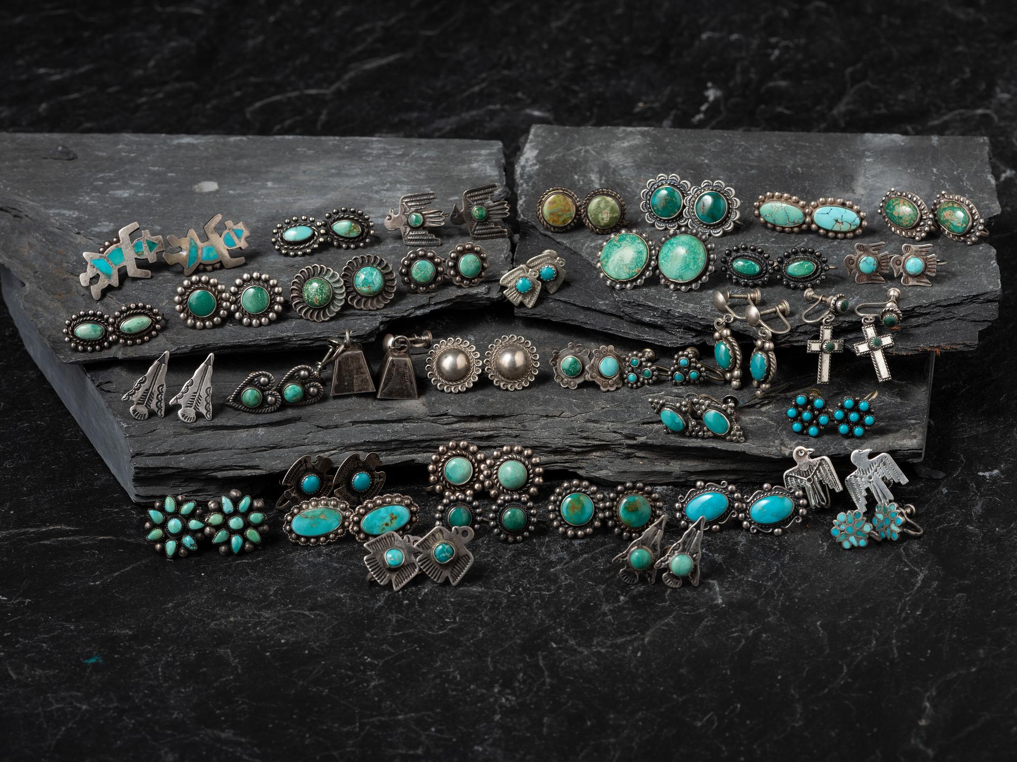 Navajo Silver and Turquoise Screwback Earrings