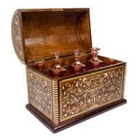 A Brass and Mother-of-Pearl Inlaid Cave a Liqueur Width 21 3/4 inches. — 19TH/20TH CENTURY
