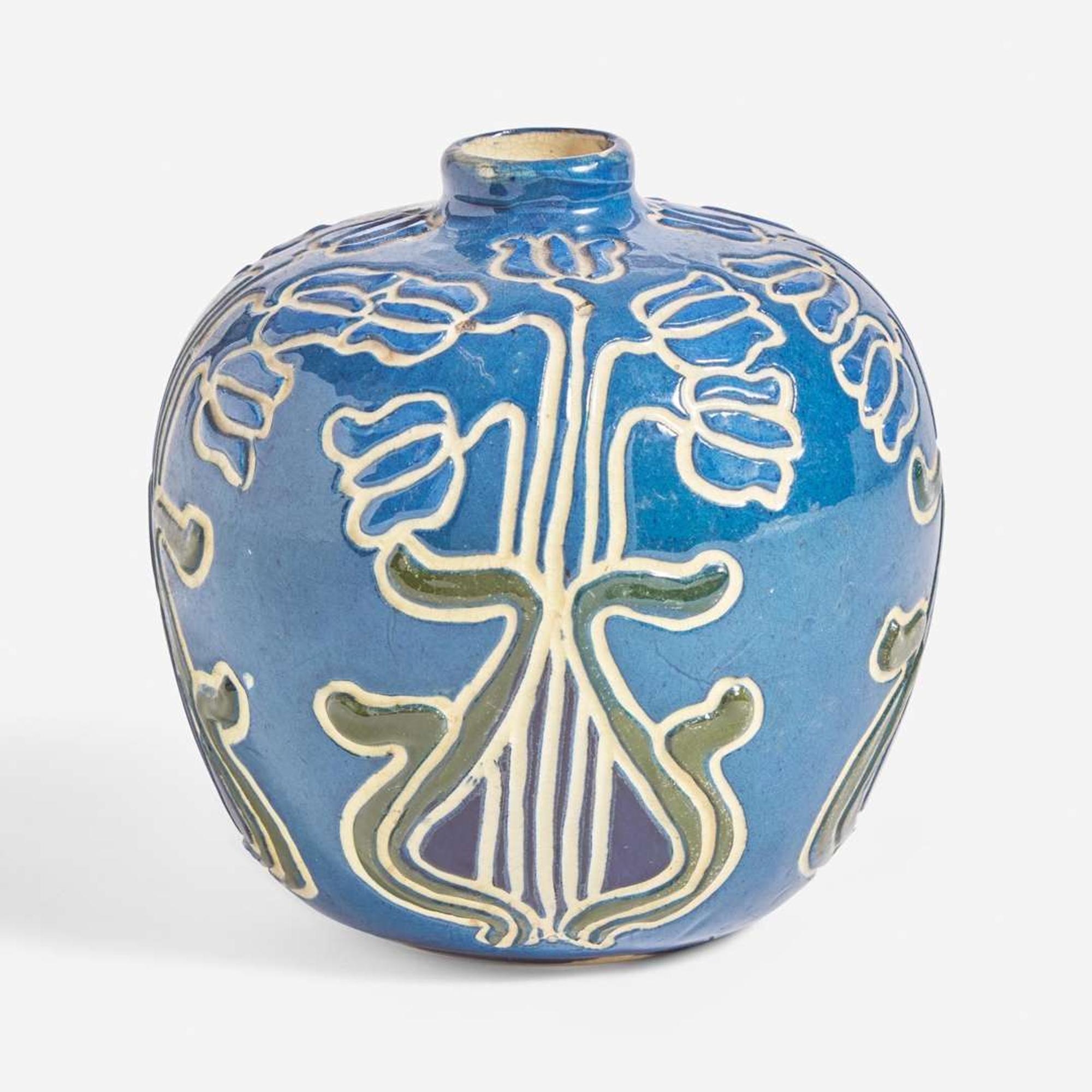 Frederick Hurten Rhead (British-American, 1880-1942) Vase with Tulips, Avon Faience, USA, circa 1903