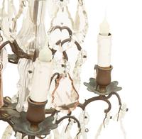 A Pair of Louis XVI Style Cast Metal and Cut Glass Four-Light Girandoles