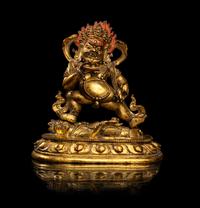 A Sino-Tibetan Gilt Bronze Mahakala 銅鎏金大黑天