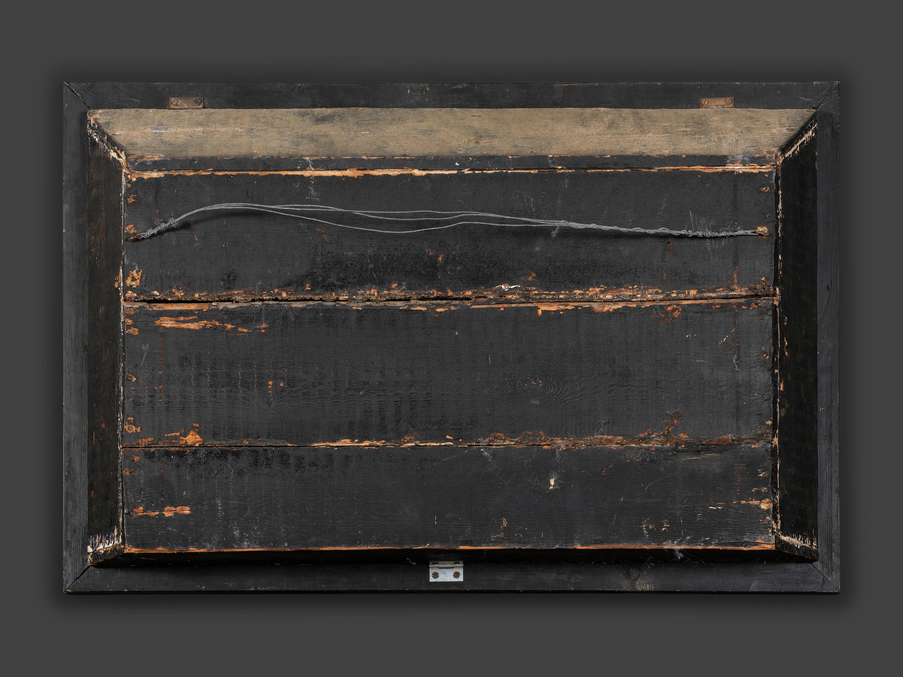 A Carved and Painted Wood Ship Diorama