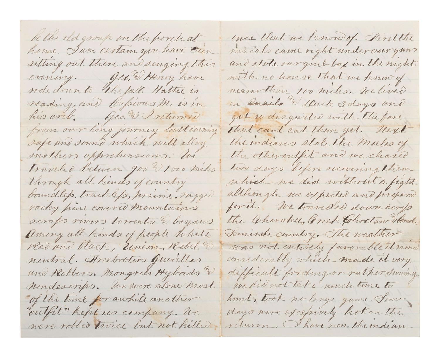 [KANSAS] -- [NATIVE AMERICANS]. 6 page ALS from Fort Lincoln, KS, 18 June 1867.