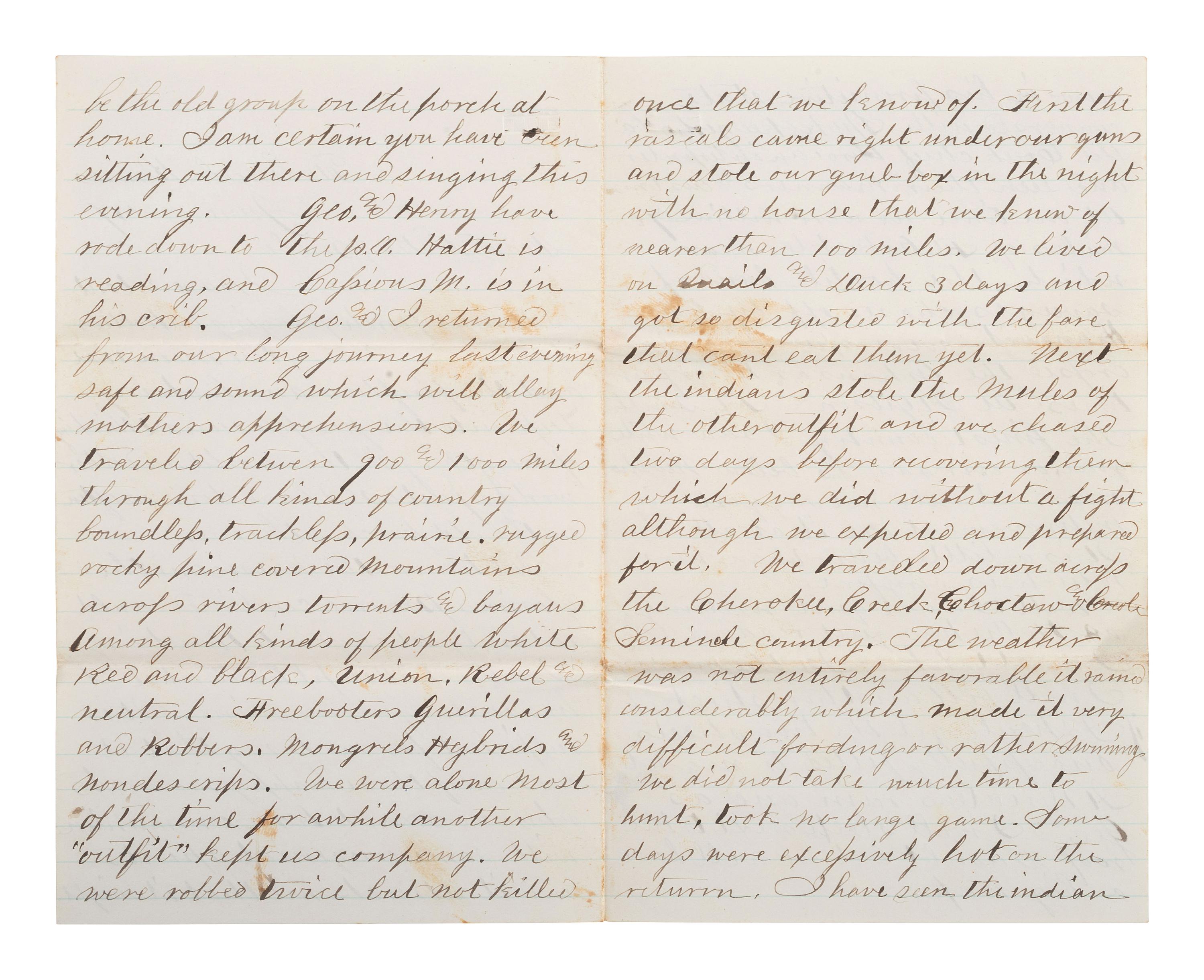 [KANSAS] -- [NATIVE AMERICANS]. 6 page ALS from Fort Lincoln, KS, 18 June 1867.