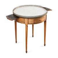 A Louis XVI Style Mahogany Marble-Top Bouillotte Table
