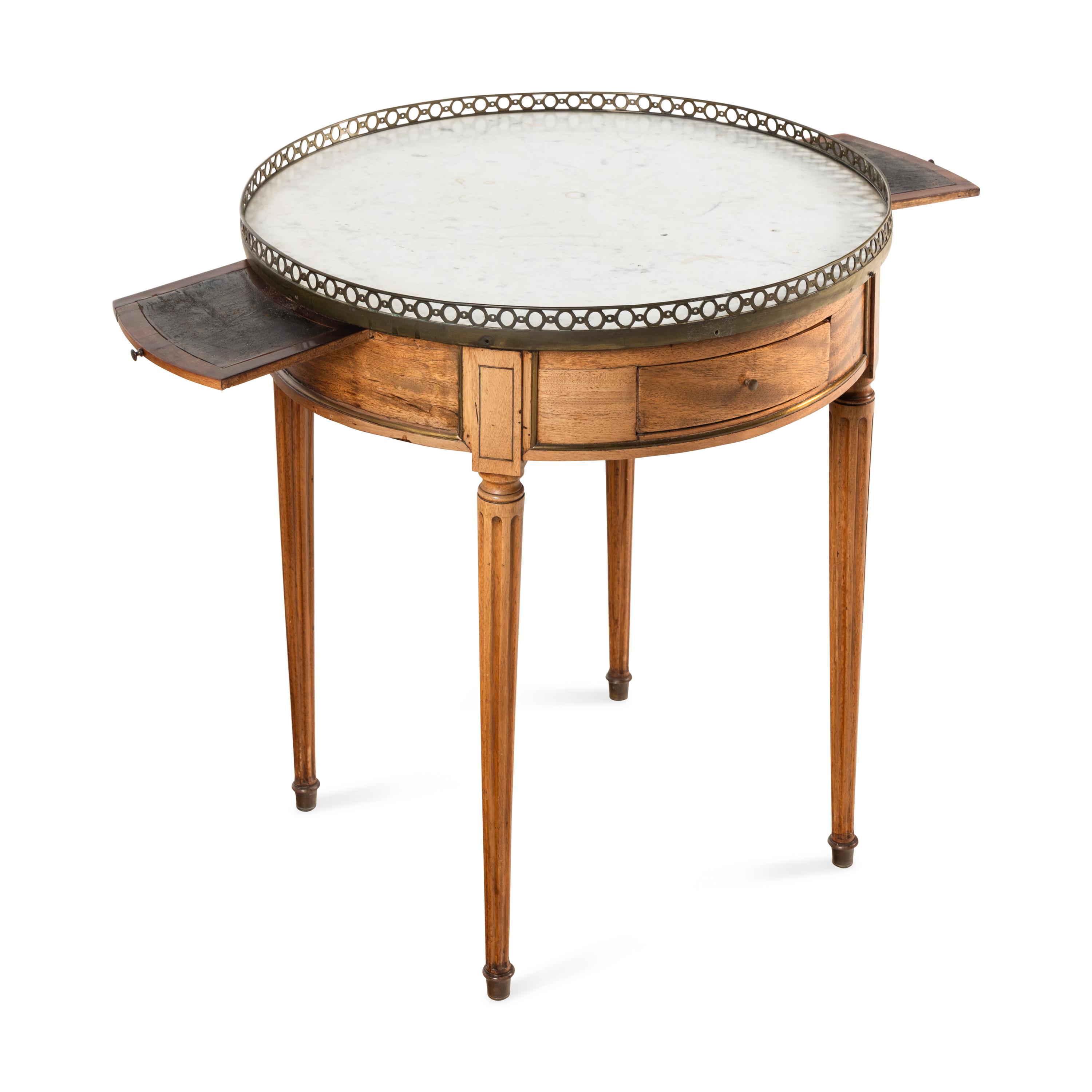 A Louis XVI Style Mahogany Marble-Top Bouillotte Table