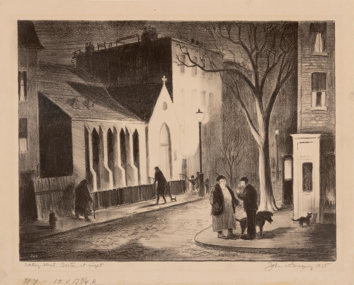 A group of six American prints (Ruth Chaney, Basketball ; Maxim Gottlieb, The Village Thief ; John Gregory, Cortez Street, Boston ; Lawrence Kupferman, Victorian Mansion ; Reginald Marsh, Star Burlesque ; William Sharpe, Ambulance )