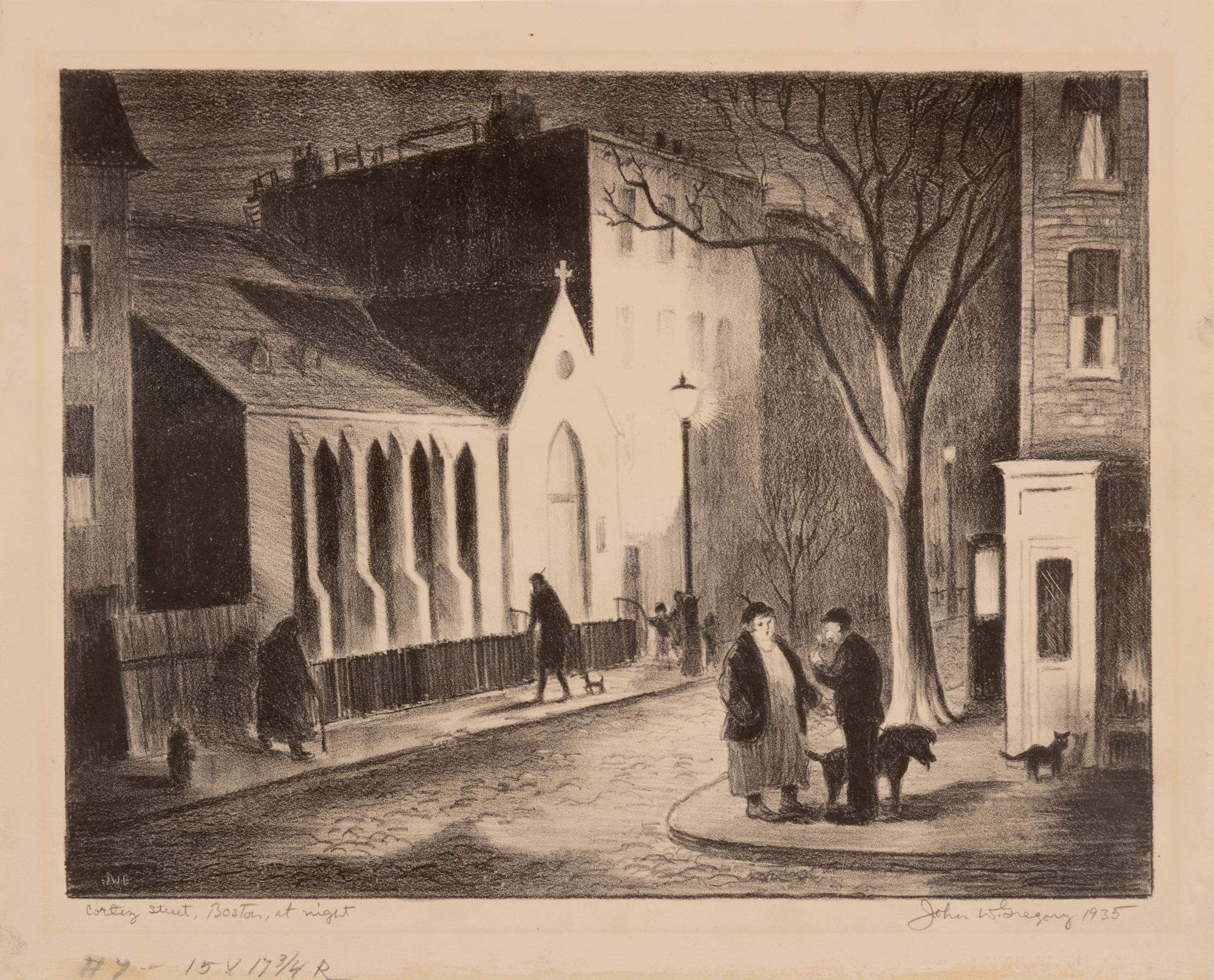 A group of six American prints (Ruth Chaney, Basketball ; Maxim Gottlieb, The Village Thief ; John Gregory, Cortez Street, Boston ; Lawrence Kupferman, Victorian Mansion ; Reginald Marsh, Star Burlesque ; William Sharpe, Ambulance )
