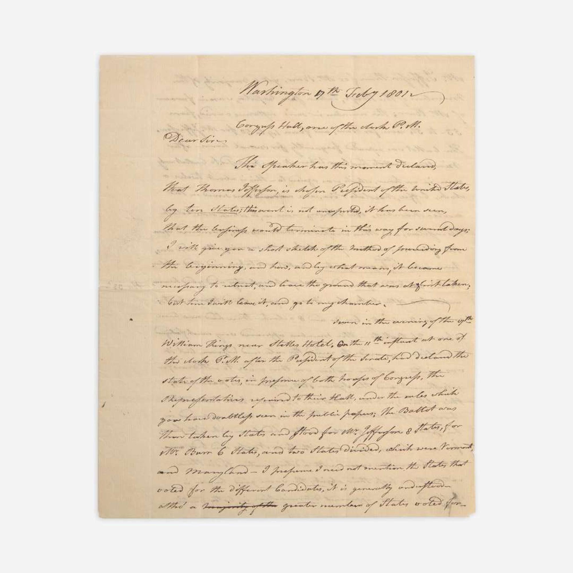 [Jefferson, Thomas] Mattoon, Ebenezer Group of 3 Autograph Letters, signed