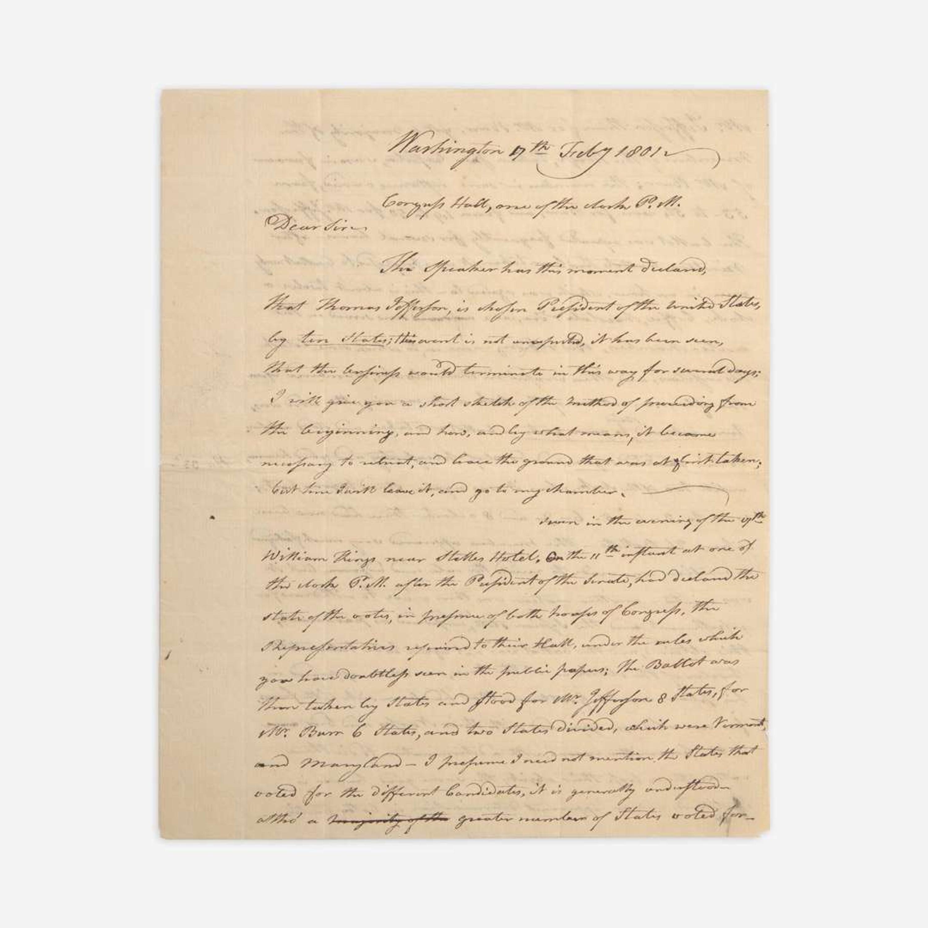 [Jefferson, Thomas] Mattoon, Ebenezer Group of 3 Autograph Letters, signed