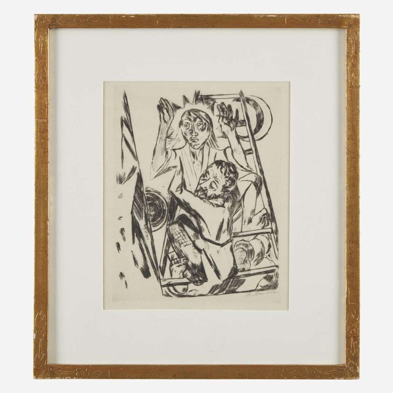 Max Beckmann (German, 1884-1950) Jacob Wrestling With the Angel (Jakob ringt mit dem Engel), plate 22 from Rembrandt: Religiöse Legenden