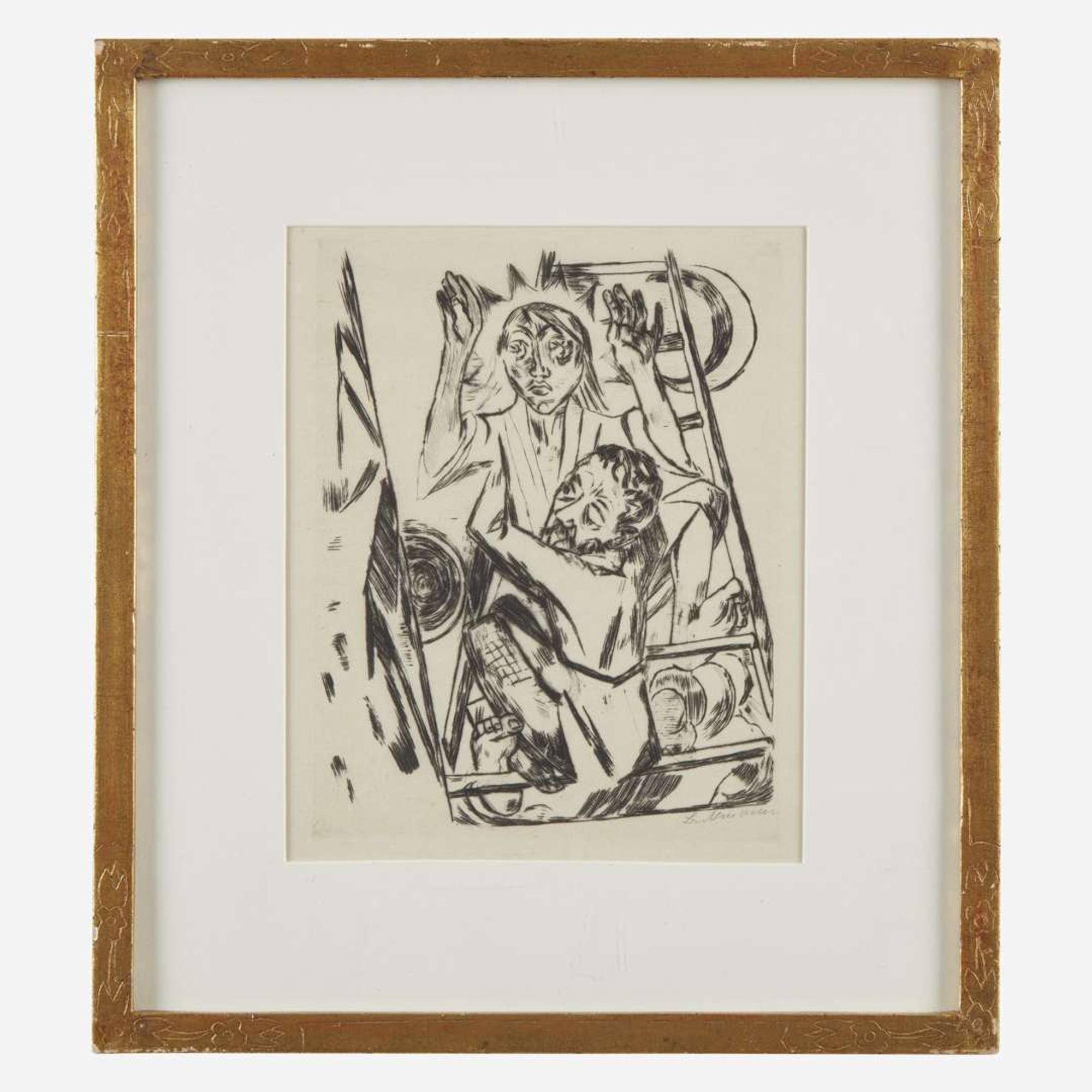 Max Beckmann (German, 1884-1950) Jacob Wrestling With the Angel (Jakob ringt mit dem Engel), plate 22 from Rembrandt: Religiöse Legenden