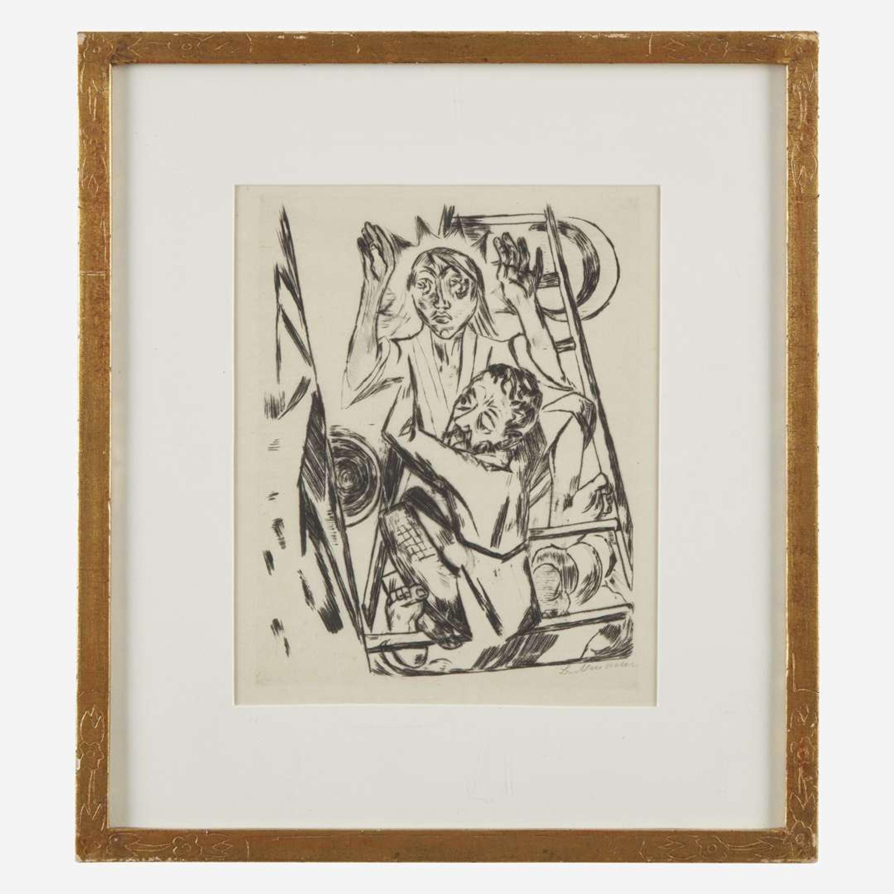 Max Beckmann (German, 1884-1950) Jacob Wrestling With the Angel (Jakob ringt mit dem Engel), plate 22 from Rembrandt: Religiöse Legenden