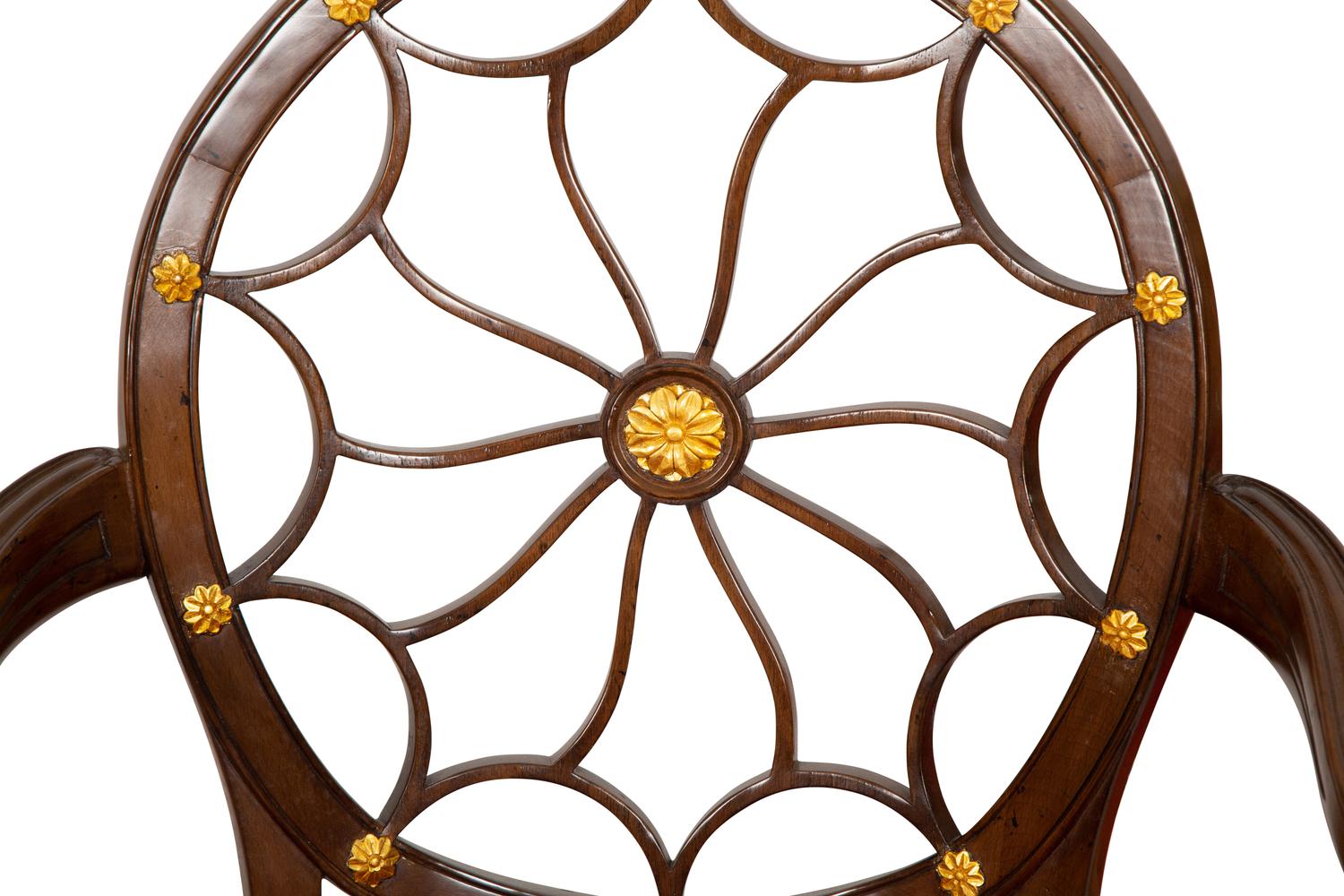 A Set of Eight George III Style Mahogany Wheel Back Armchairs.