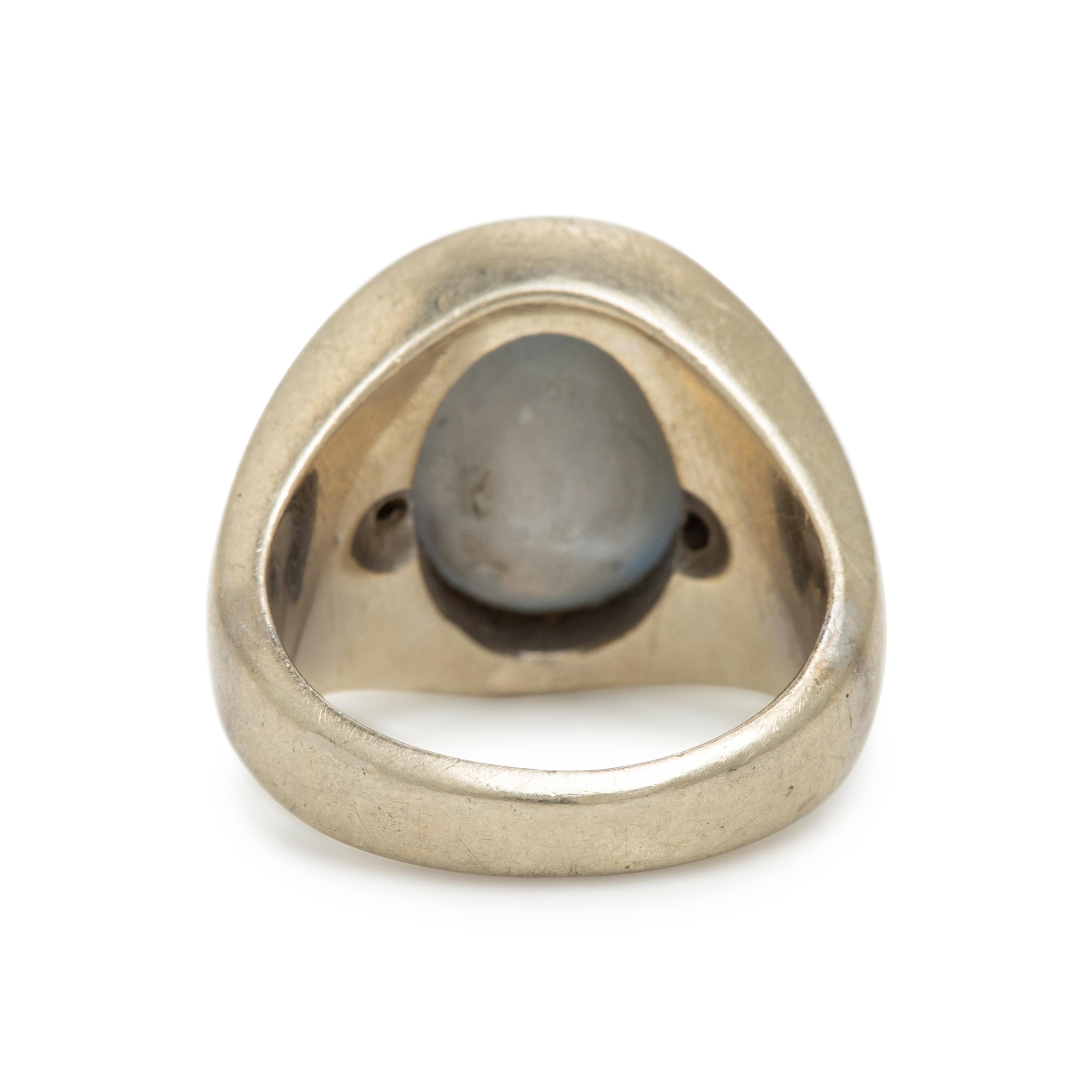 Star Sapphire and White Gold Ring