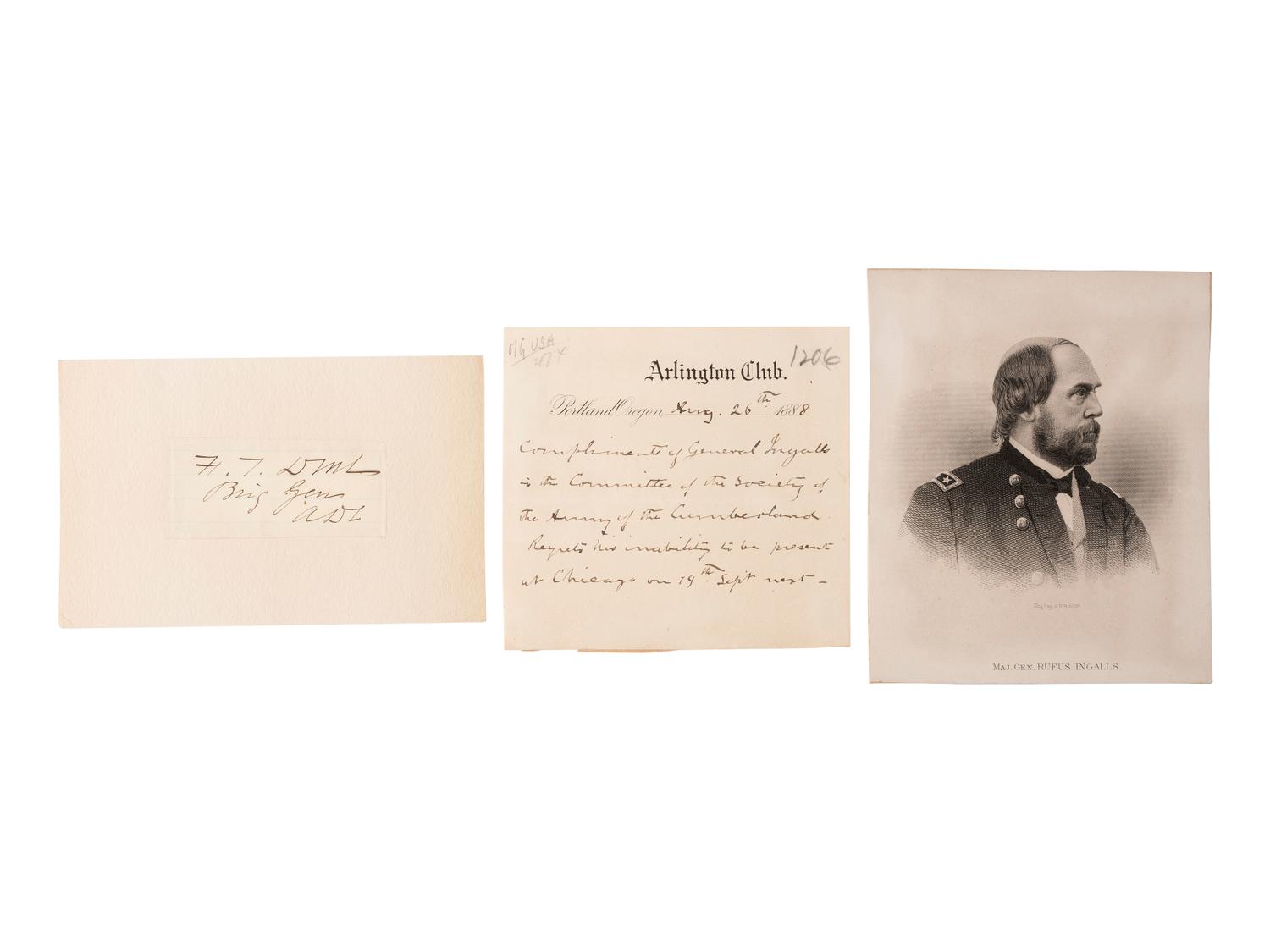 [CIVIL WAR]. Autographs from Civil War soldiers incl. Generals SHERMAN, MCCLELLAN, and BUTLER.