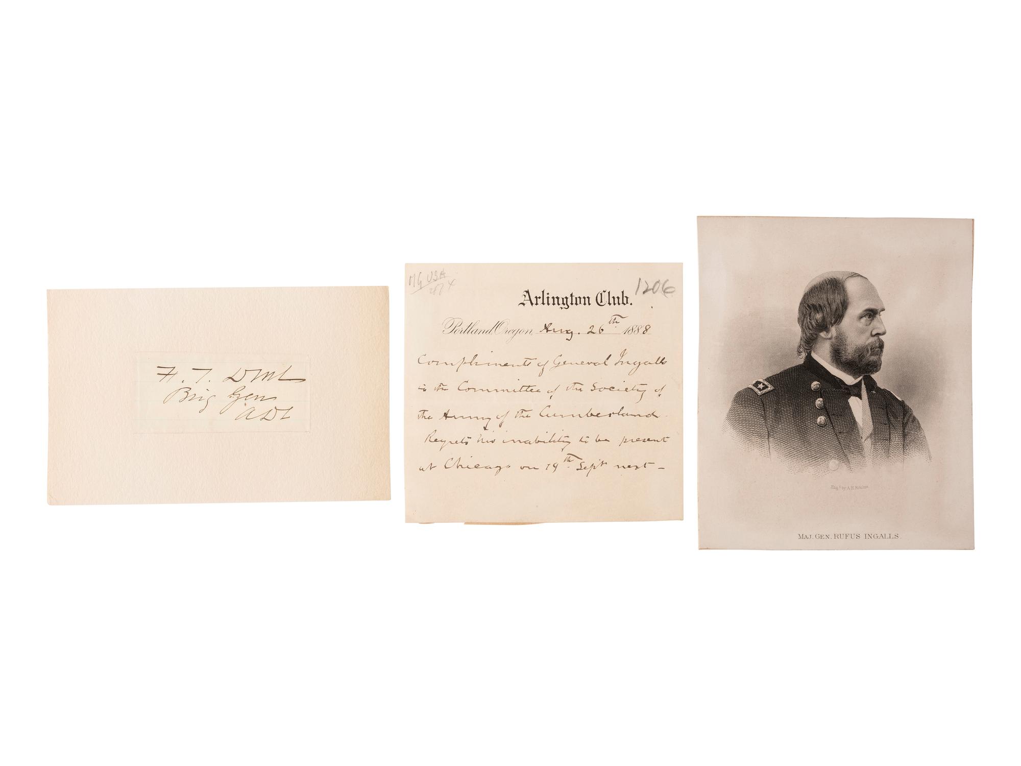 [CIVIL WAR]. Autographs from Civil War soldiers incl. Generals SHERMAN, MCCLELLAN, and BUTLER.