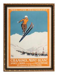 [TRAVEL - WINTER OLYMPICS]. ALO (HALLO, Charles), artist. Chamonix Mont-Blanc / Sports d'Hiver à l'occasion de la VIIIe Olympiade / 25 Janvier-5 Fevrier 1924 . Paris: Cornille & Serre, 1924.