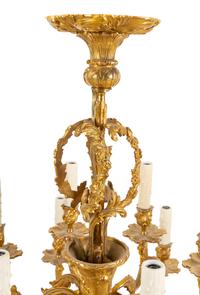 A Pair of Louis XV Style Gilt Bronze Sixteen-Light Chandeliers