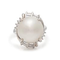 CULTURED SOUTH SEA PEARL AND DIAMOND RING