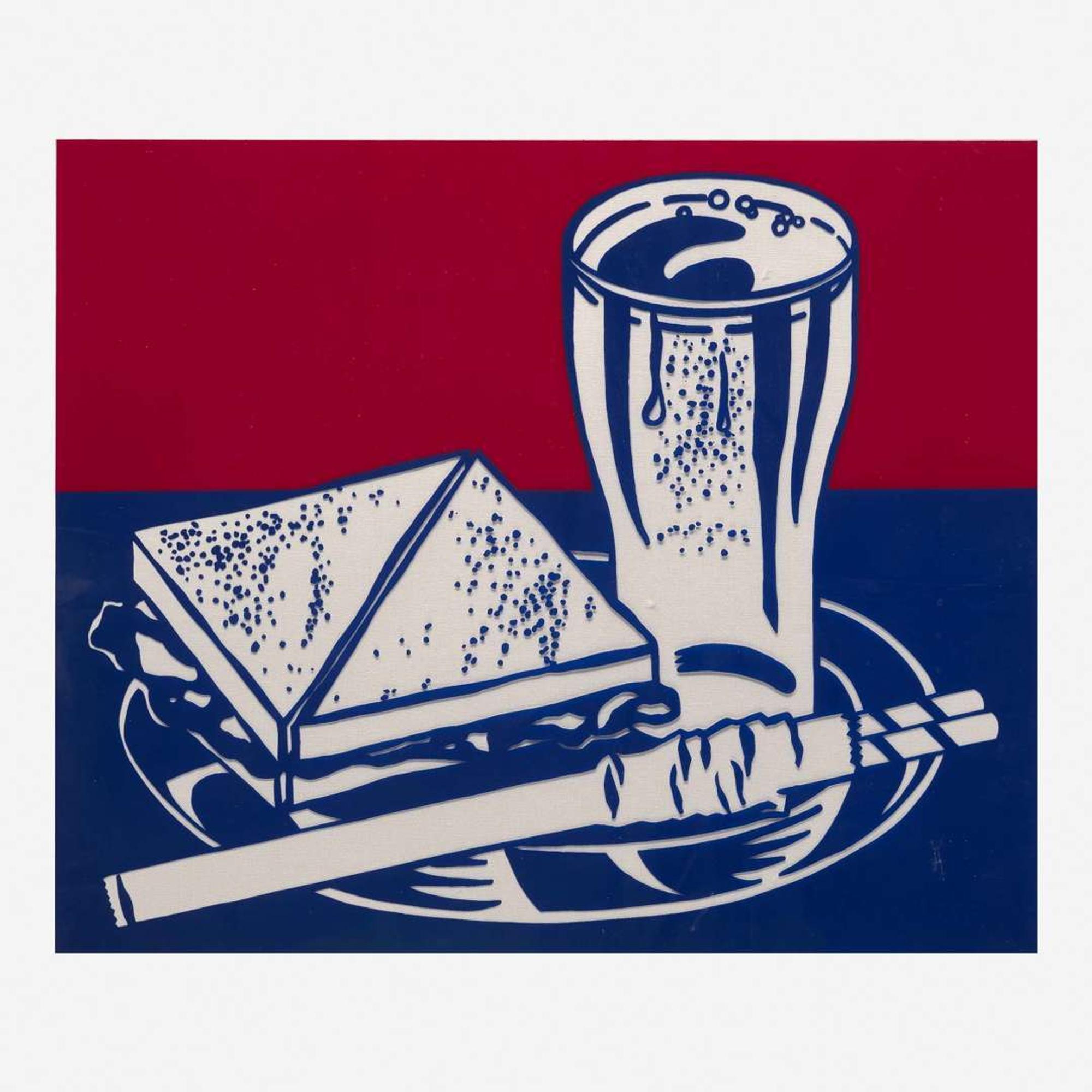 Roy Lichtenstein (American, 1923-1997) Sandwich and Soda from the X + X (Ten Works by Ten Painters) Portfolio